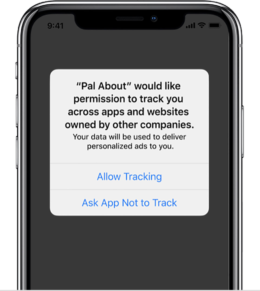 Apple ATT mobile screenshot asking users if they will allow app to track them
