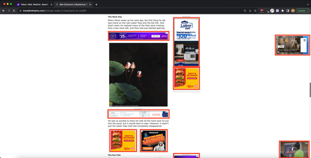 MFA Site - screenshot with 9 ads
